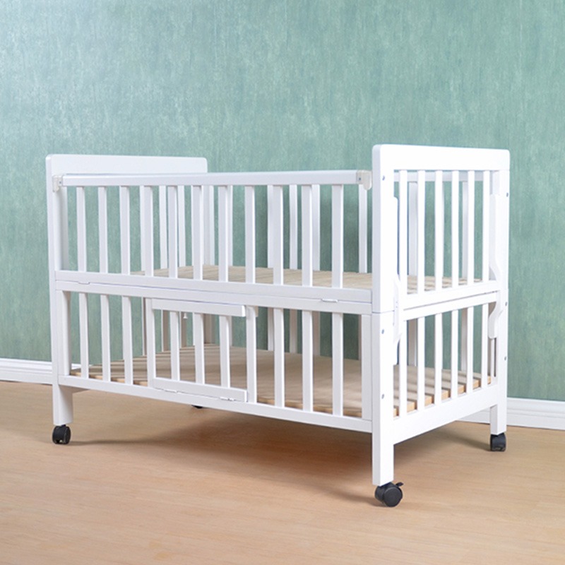 Solid Beech Wooden Baby Cribs White 4in1 Multifunctional Large 115x65cm