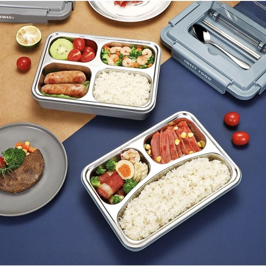 Stainless Steel 304 Leakproof Food Container Divided Lunch Box 900ml ...
