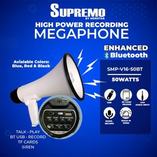 Supremo High Power Handheld Megaphone with Microphone 50Watts