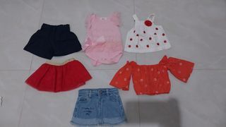 Take all baju baby newborn tutu merah,jumpsuit newborn, celana polos navy,baju lengan panjang orange,atasan apel bunga putih