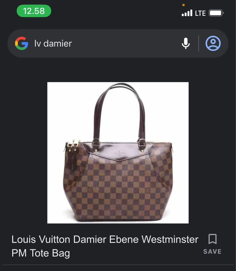 tas tote-bag Louis Vuitton Damier Ebene Westminster PM Tote Bag