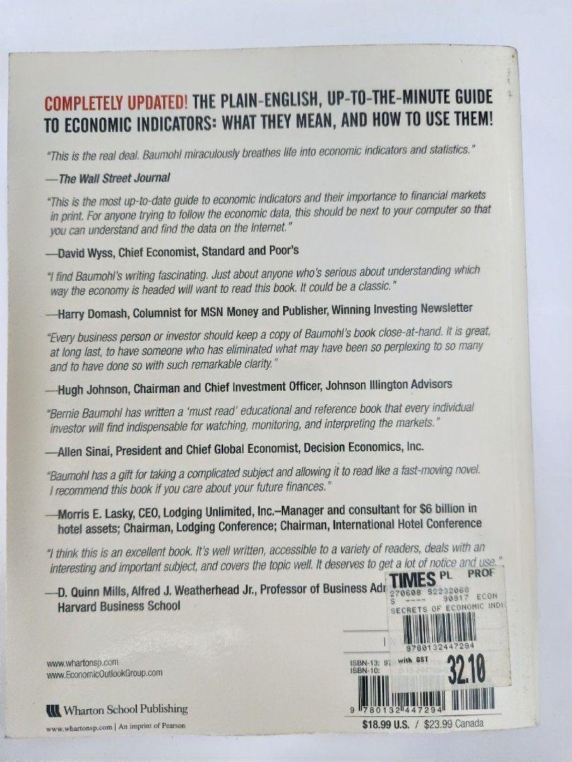 The Secret of Economic Indicator by Bernard Baumohl, Hobbies & Toys ...