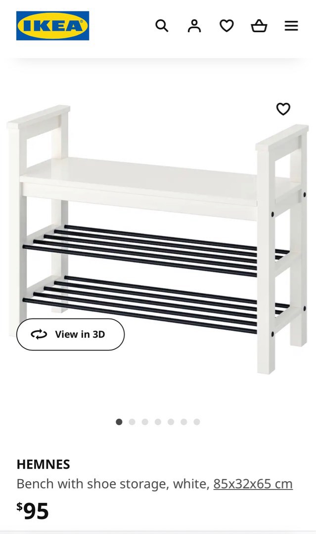 Two (2) Hemnes IKEA Shoe Racks + 1 cushion, Furniture & Home Living