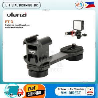 Ulanzi PT-3 Triple Cold Shoe Mount for Smartphone Gimbals Vlogging or Videography with 3 shoe mount VMI Direct