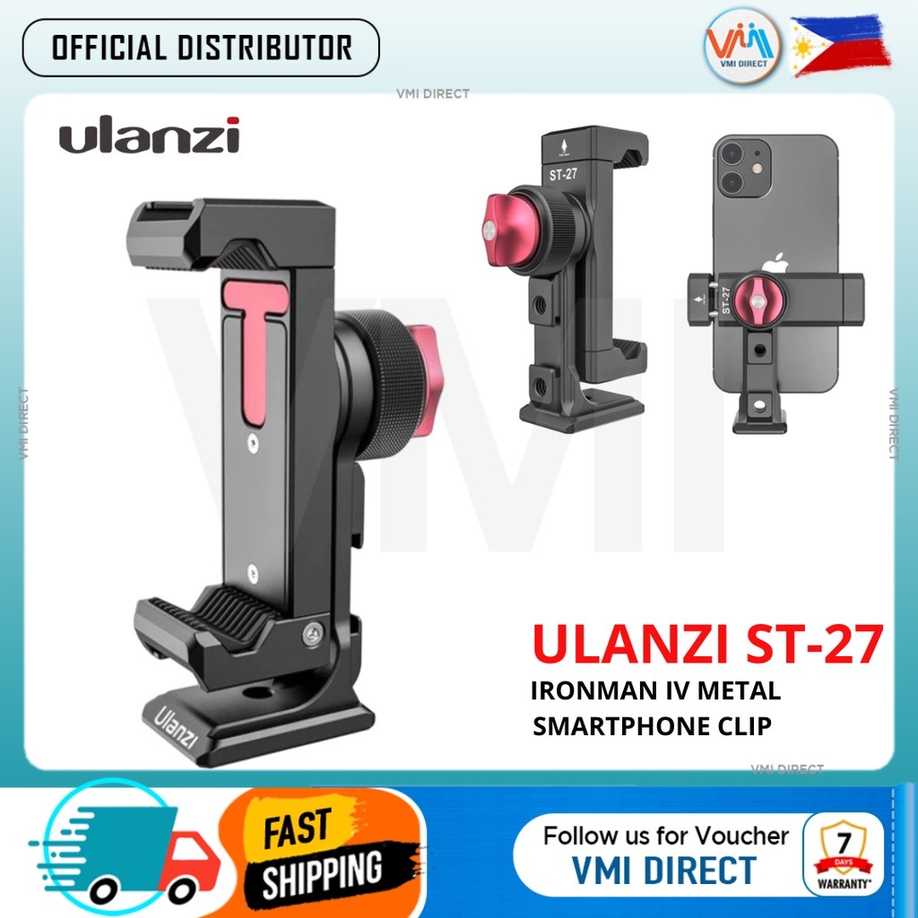 Ulanzi ST-27 Ironman IV Smartphone Clip Metal Phone Clip Tripod Mount ...