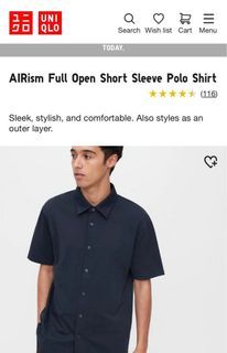 UNIQLO (S) Airism Full Open Open Polo Shirt Darkblue