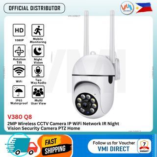 V380 Q8 2MP Wireless CCTV Camera IP WiFi Network IR Night Vision Security Camera PTZ Home VMI DIRECT