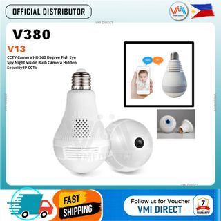 V380 V13 CCTV Camera HD 360 Degree Fish Eye Spy Night Vision Bulb Camera Hidden Security IP CCTV