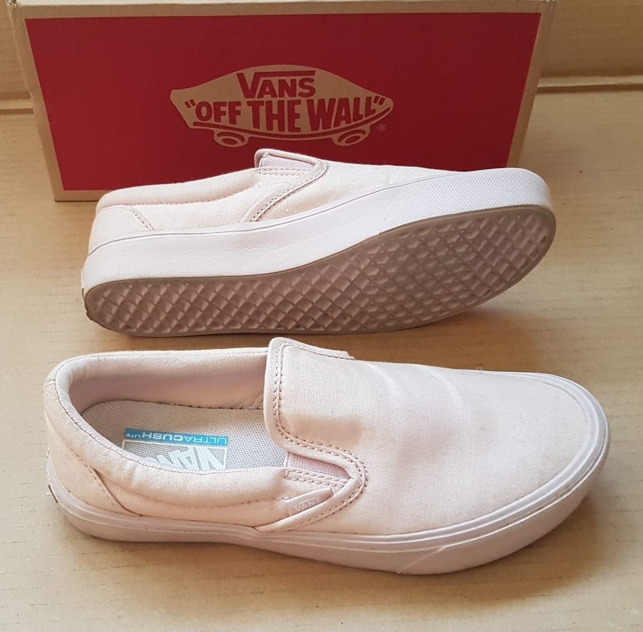 White slip on vans womens 7.5 cheap