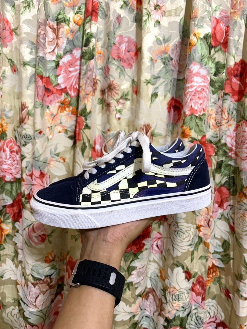 Checker flame old skool vans outlet