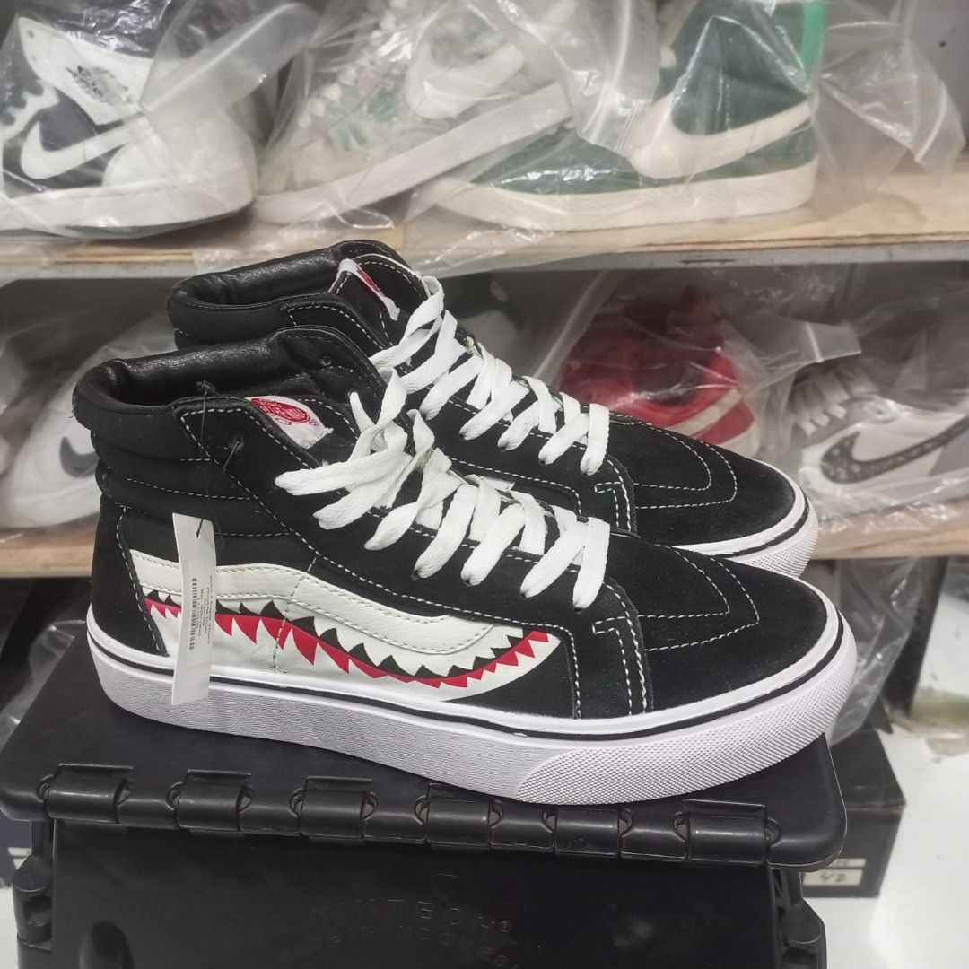 Vans x Bape Shark Mouths High Fesyen Pria Sepatu Sneakers di