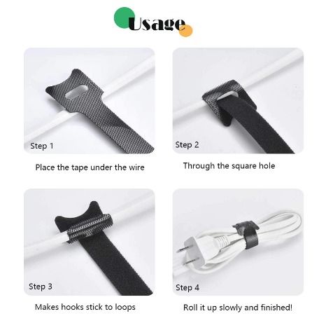Velcro Cable Ties Nylon Reusable Computer Data Charger Organizer Tie Self  Adhesive Storage Wire Tape