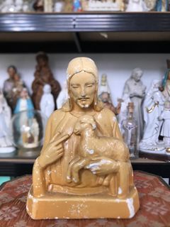 Vintage  bust statue of Jesus with Lamb