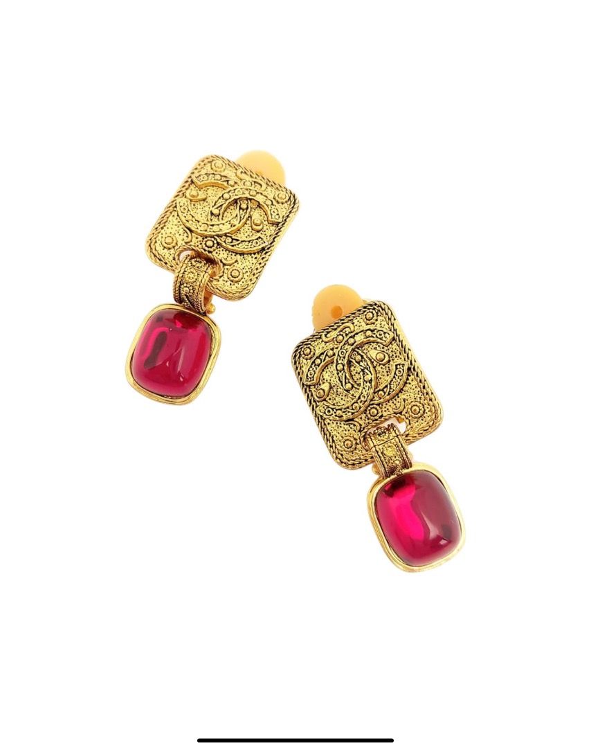 Red cheap chanel earrings
