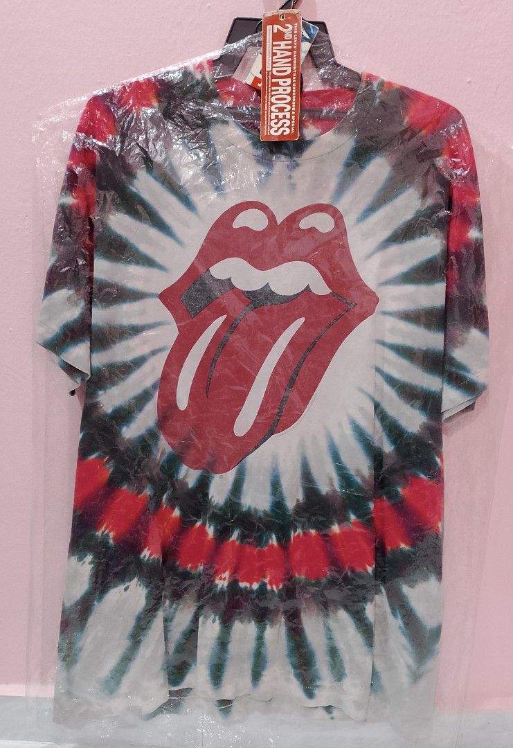 90s Rolling Stones Liquid Blue Tie Dye T-