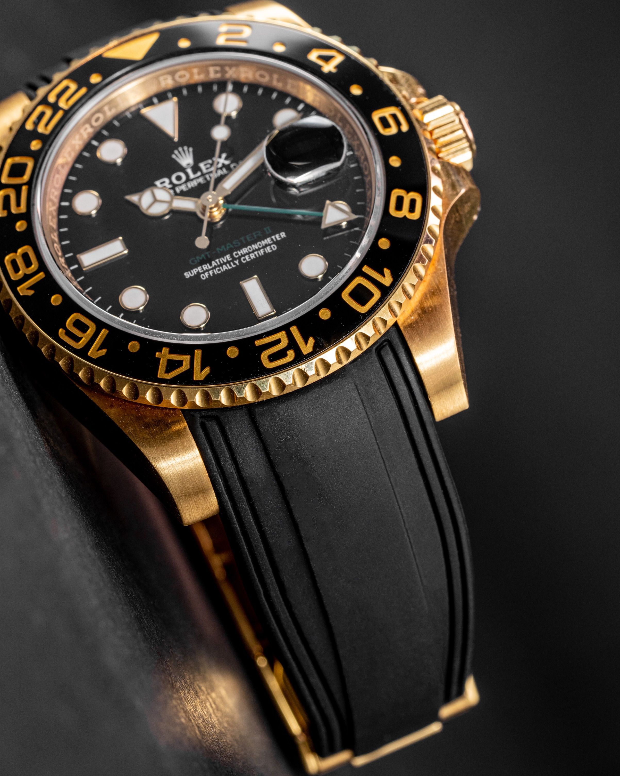 Gold rolex rubber strap online