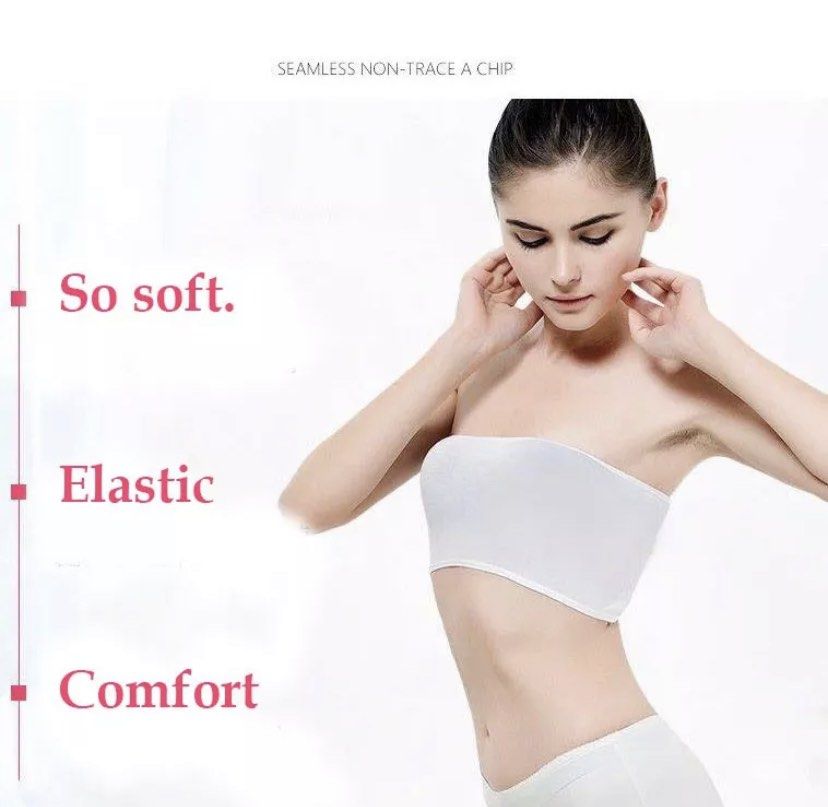 Women Basic Tube Top Bra Stretch Layer Seamless Tube Bra Bandeau Top,  Women's Fashion, Tops, Other Tops on Carousell