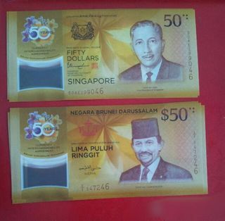 [WTS/WTT] BN 2017 Brunei Darussalam and Singapore $50 Commemorative Polymer Notes. To  Celebrate the 50th Anniversary of the Currency Interchangeability Agreement.  With Folder Or Loose Pieces.See All Pics