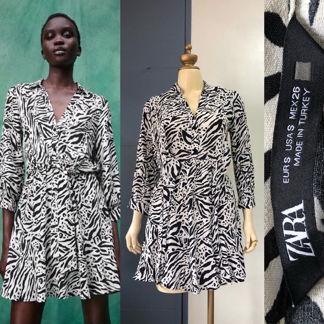 Animal print deals shirt dress zara