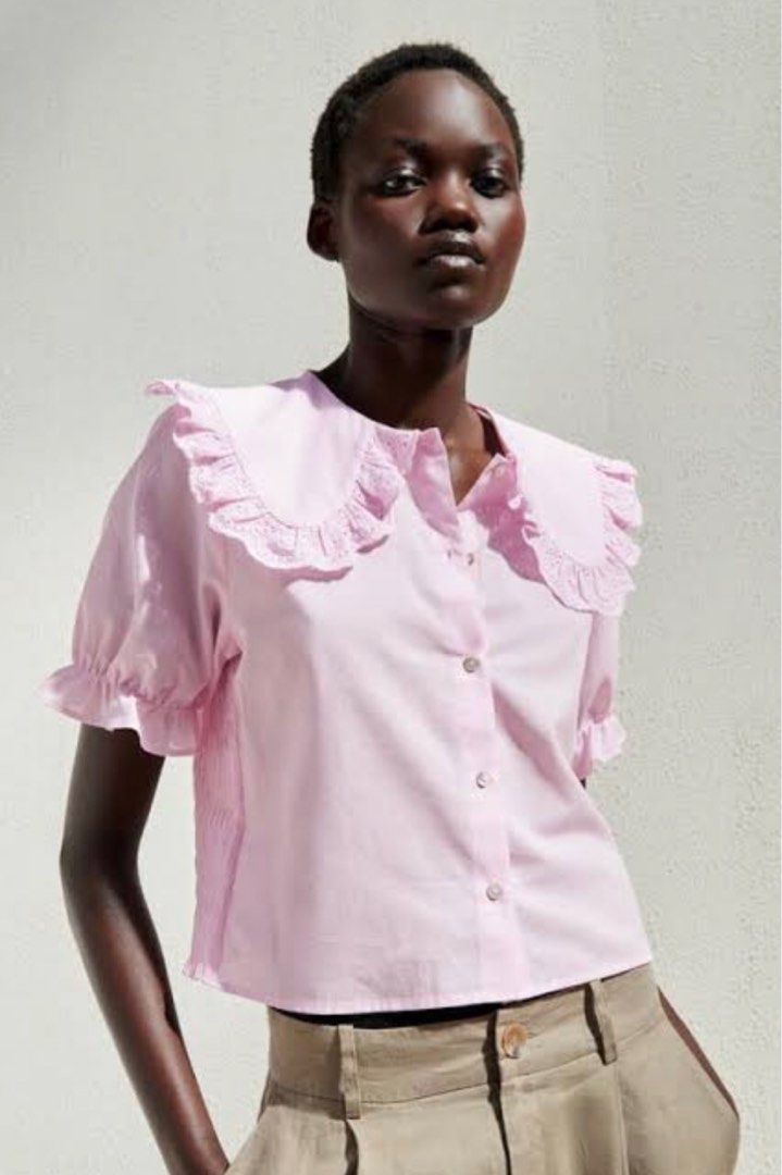 Pink peter pan collar hotsell top