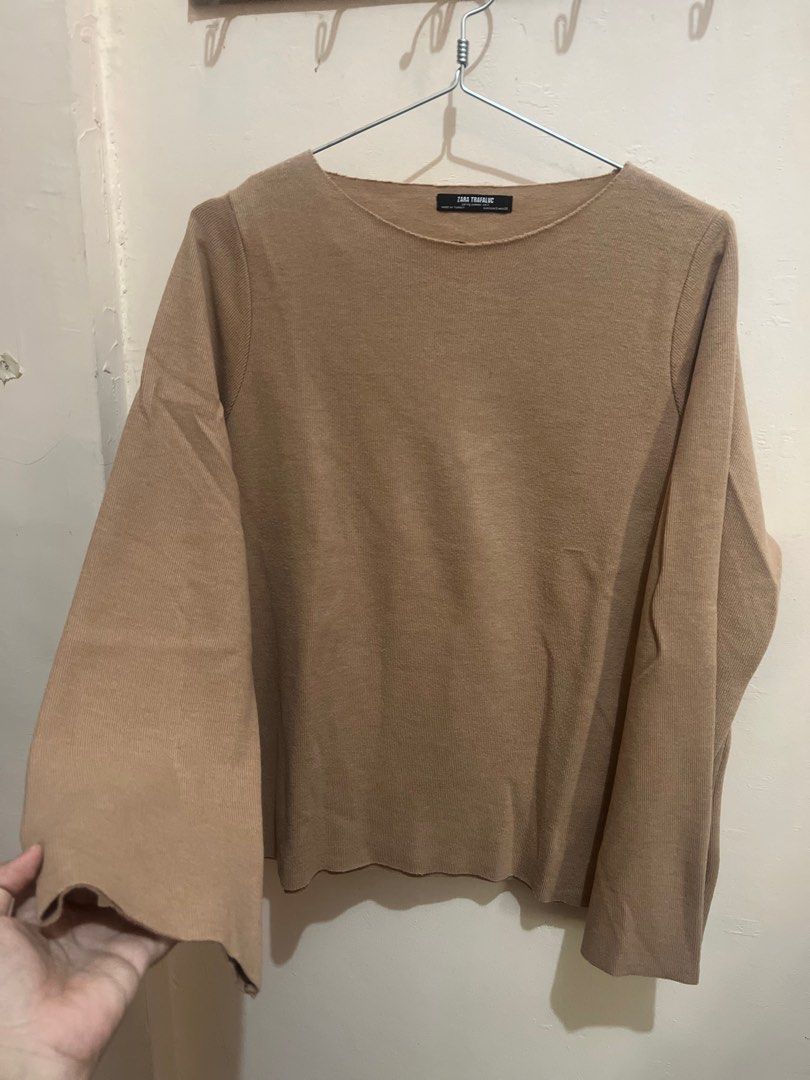 Zara trafaluc brown knitwear, Fesyen Wanita, Pakaian Wanita