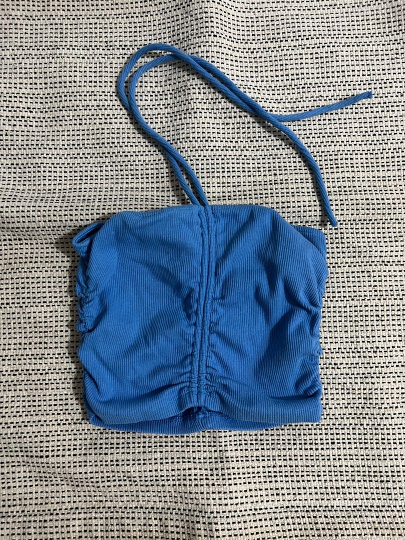 Zara tube / halter top (blue) (Category: Others Tops) located in Paranaque City. Submitted by coffeejinniee (Listing ID 1256216069, Image 1). Description: Can be worn as a tube or halter. Color is complimenting. Discount if you get 2 or more items. .
