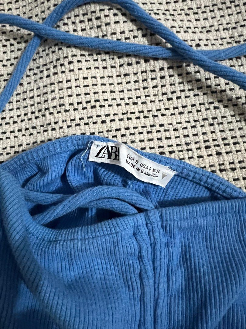 Zara tube / halter top (blue) (Category: Others Tops) located in Paranaque City. Submitted by coffeejinniee (Listing ID 1256216069, Image 2). Description: Can be worn as a tube or halter. Color is complimenting. Discount if you get 2 or more items. .