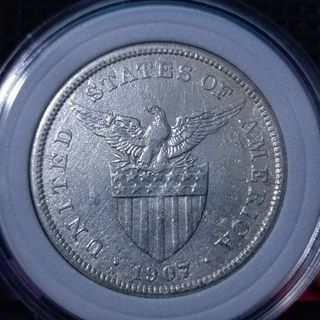 1907 USPI 1 PESO Silver Coin