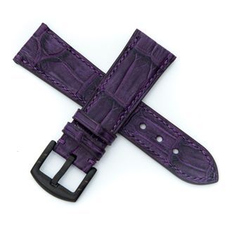 24mm/22mm Purple Crocodile Belly leather strap for Panerai watch and other watches