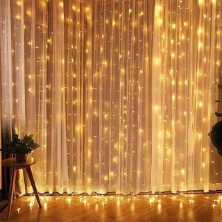 8 Modes Curtain Lights  3m x 2m Foot 320LED Curtain String Lights Home Garden Bedroom Wedding Party Backdrops Decor with Full Waterproof and UL Safety Warm White