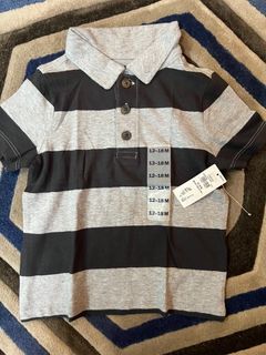 💯 Old Navy Polo Shirt Stripes Gray and Black