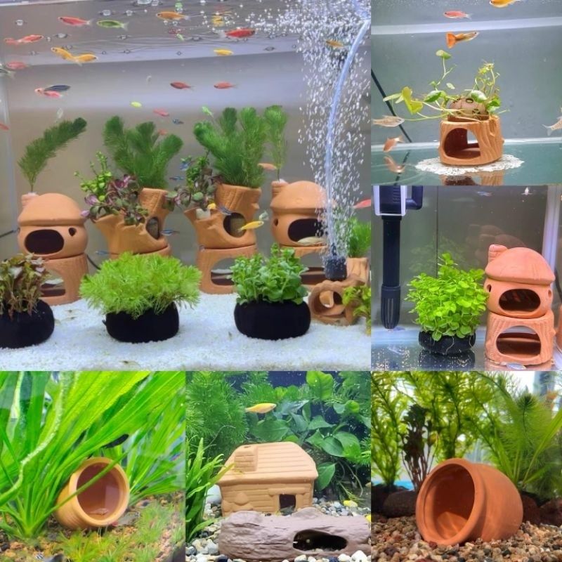 Terracotta aquarium decoration on sale