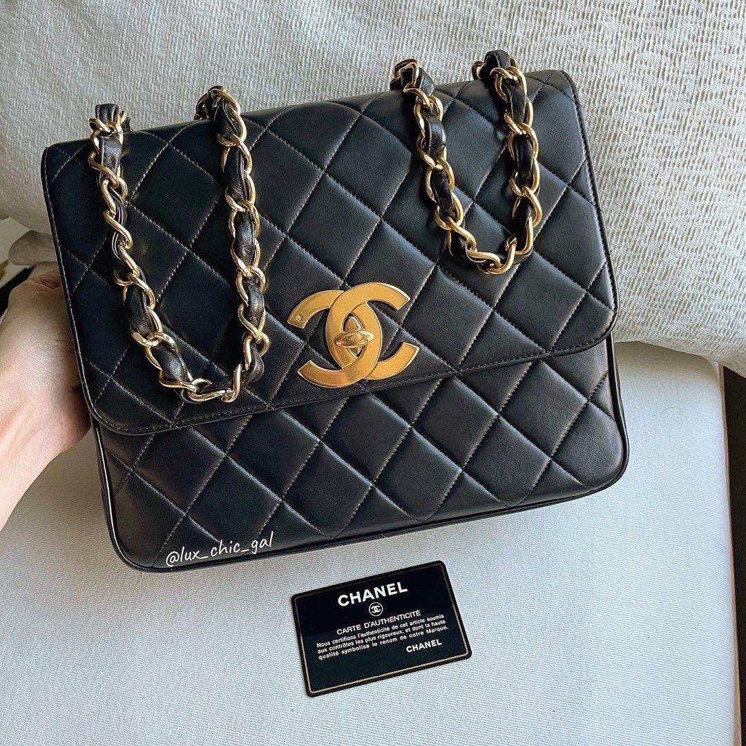 AUTHENTIC CHANEL Big CC Medium 10 Square Flap Bag 24k Gold