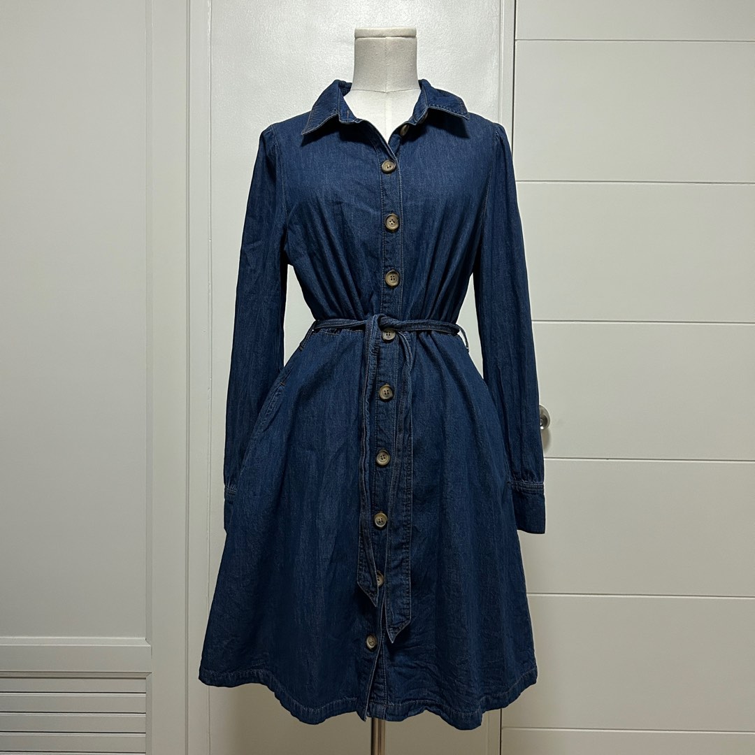 Authentic ESSENTIALS denim dress belt included, Women's Fashion