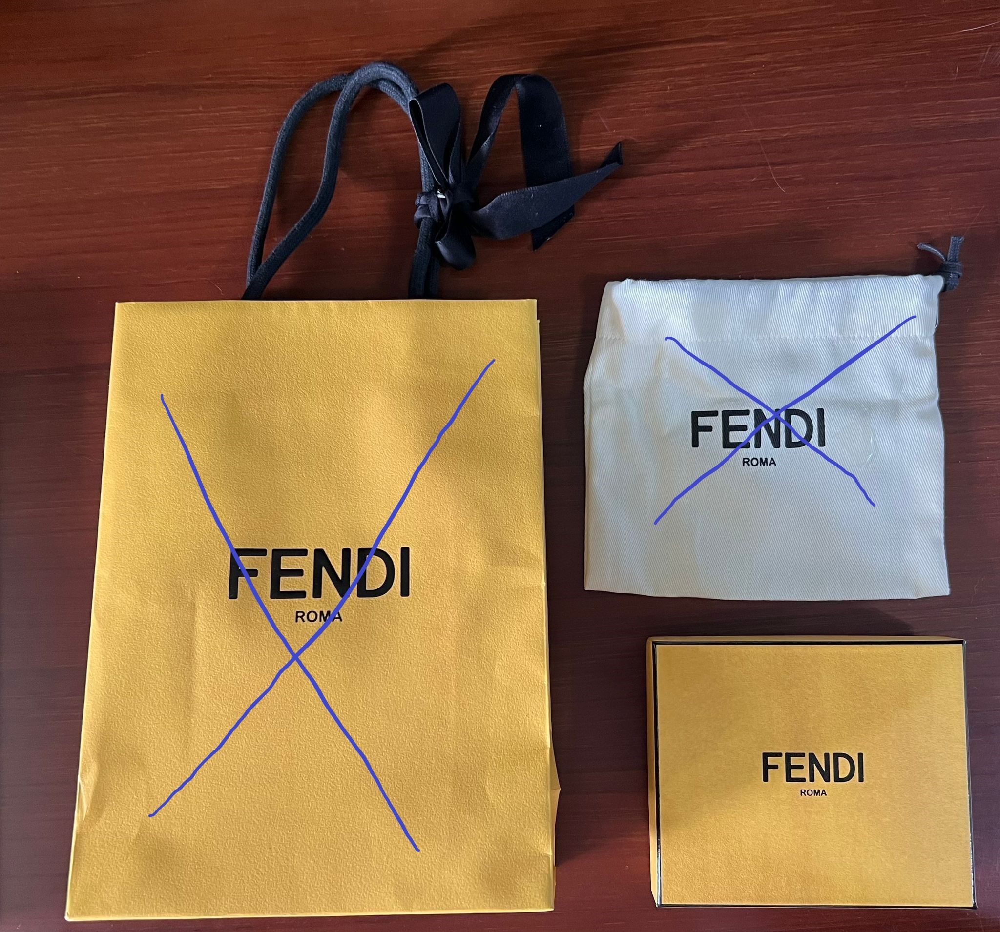 Authentic Fendi Wallet box dust bag and paper bag