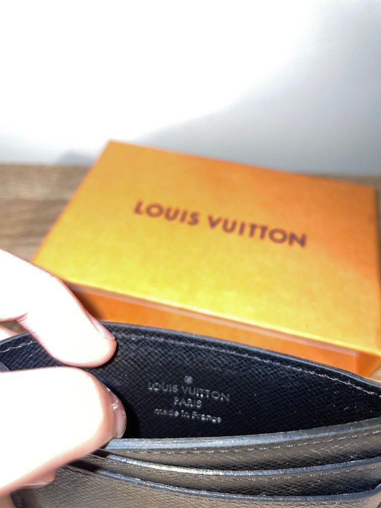 Auth LOUIS VUITTON Taiga Porte Cartes Double Card Holder Noir M32730  #S408129