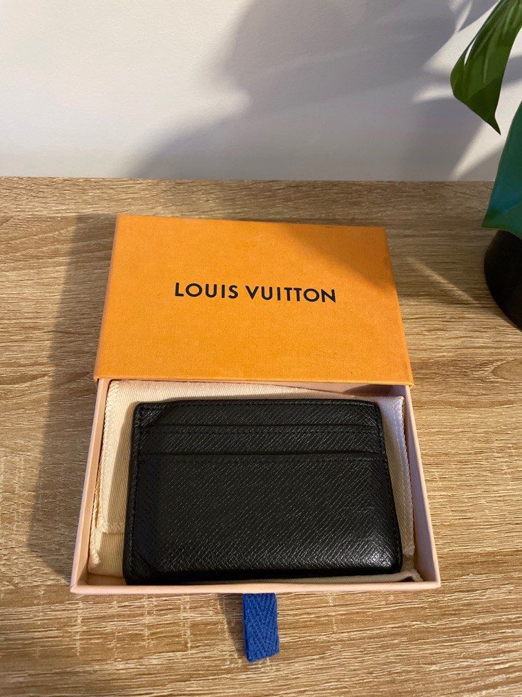 Louis Vuitton Black Taiga Leather Porte Cartes Double at 1stDibs