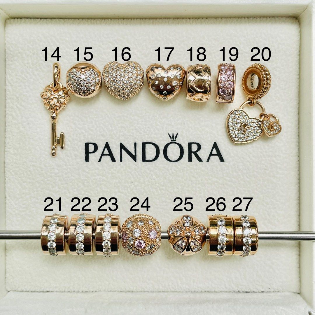 Authentic Pandora Rose Gold Charms and Clip Charms Women s