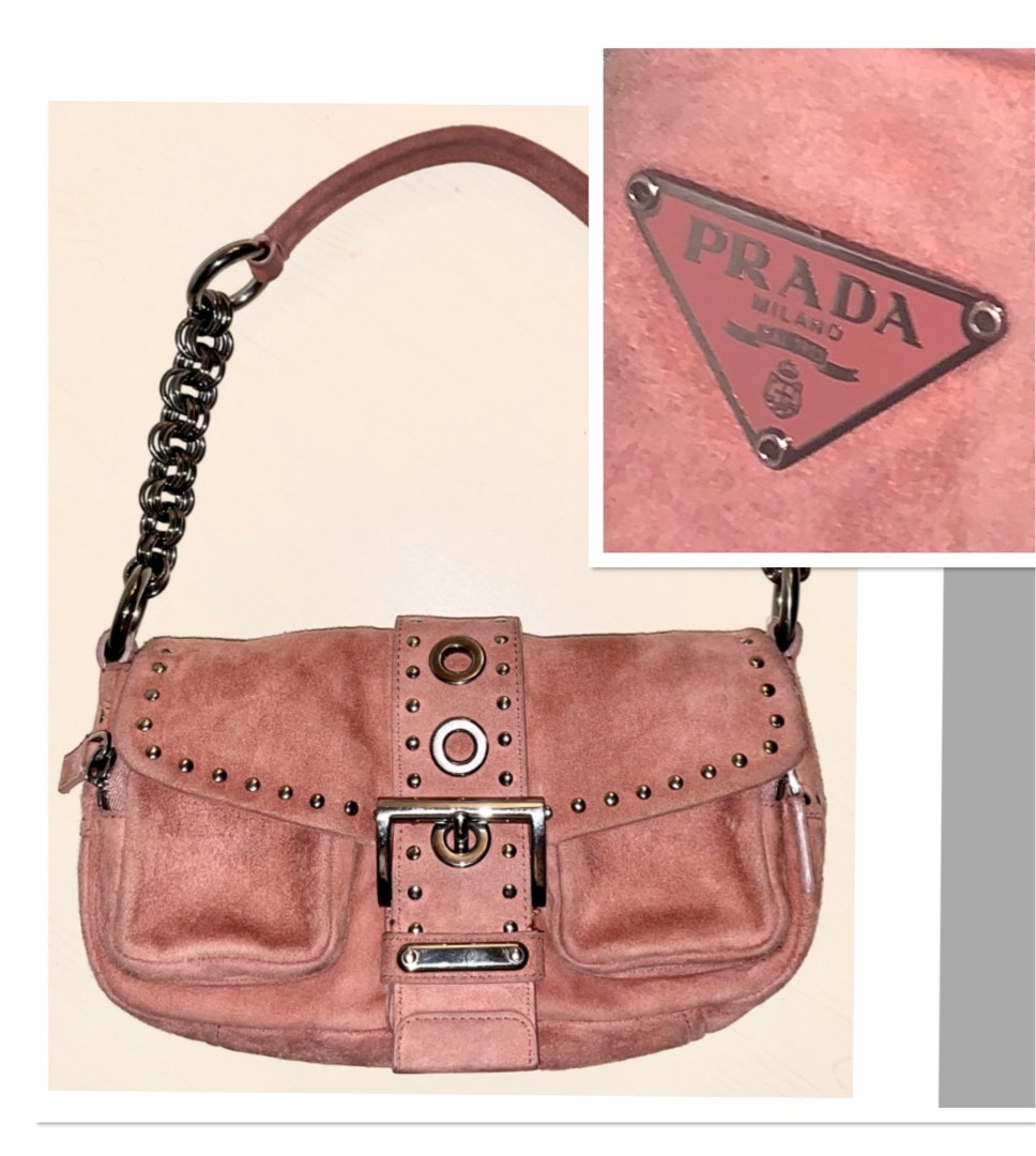 Authentic Prada pink suede buckle chain shoulder bag Luxury Bags Wallets on Carousell