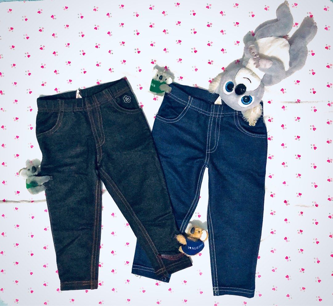 Baby/Toddler pants/jeans (Category: Babies & Kids Fashion) located in Manila. Submitted by goodbuystuff (Listing ID 1256343882, Image 1). Description: Preloved but well loved moose girls soft pants. Can be worn up to 2yrs old. Garterized waist band. Bought for 850 each. Selling it for 500 for both pants na..