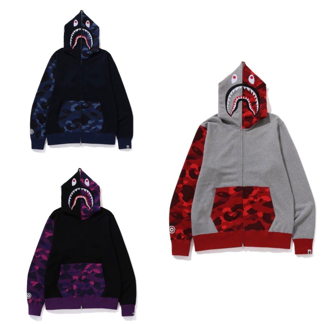 Bape Men's Color Camo Shark Full Zip Hoodie