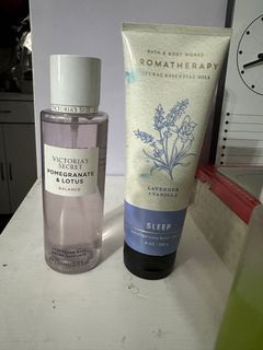 [FREE SHIP MM] Bath and Body Works Aromatherapy Lotion / Body Cream 226 g in Sleep Lavander Vanilla Scent OR Victoria’s Secret Pomegranate & Lotus Body Mist 250 ml price per piece