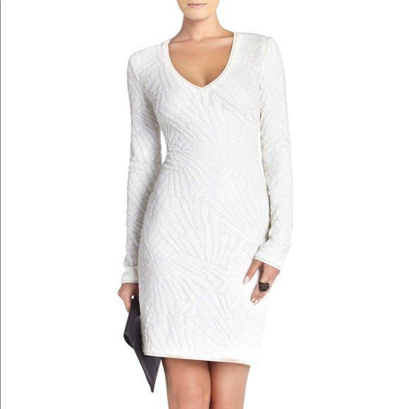 Bcbg white sequin dress store