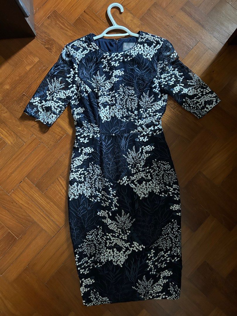 Phase eight fern embroidered dress navy online