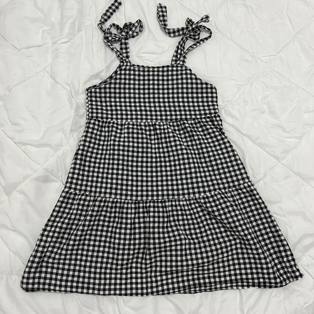 black and white gingham babydoll dress, Women's Fashion, Dresses & Sets