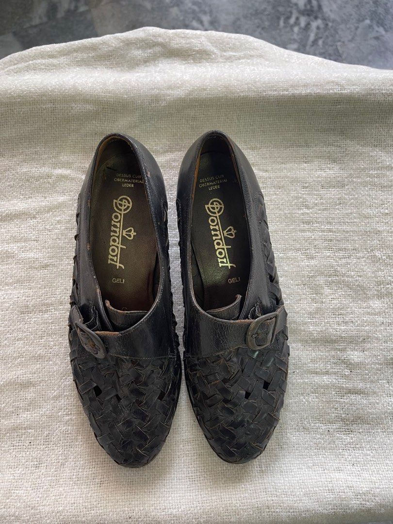 Black Ladies leather loafers buckle shoes Women s Fashion