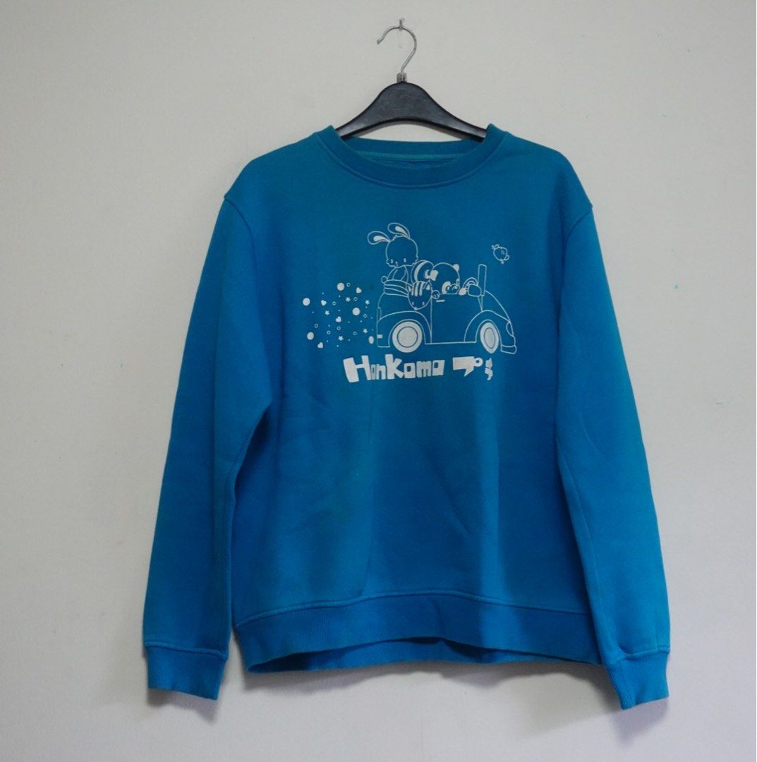 Blue Retro Graphic Sweater (Category: Longsleeves) located in Quezon City. Submitted by secondhandsiz (Listing ID 1256323134, Image 1). Description: Thrifted HQ sweater. Some minor discoloration (see photos) Fits S-M (XS-S for oversized fit).