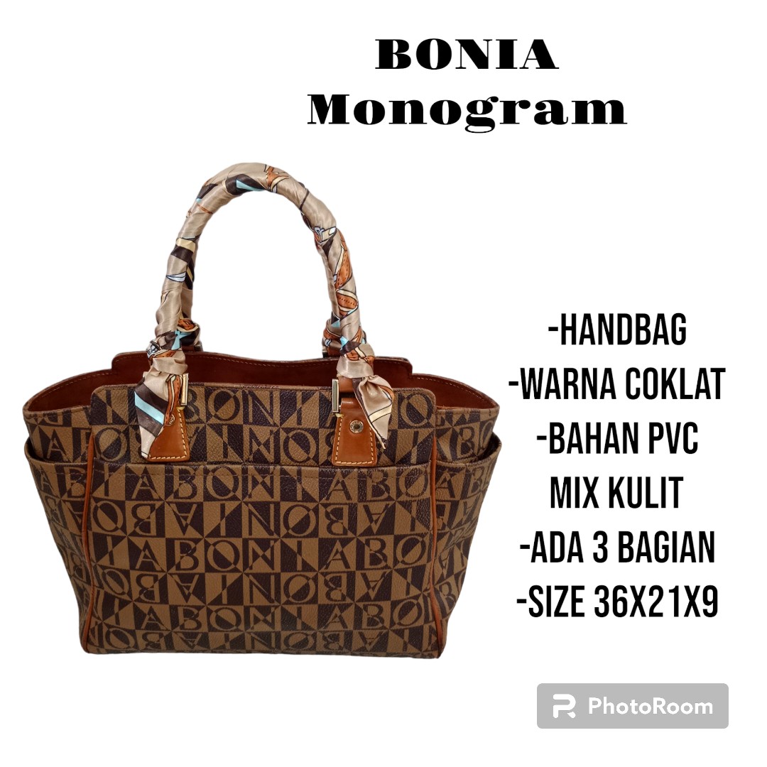 Tas Bonia - Monogram Putih, Fesyen Wanita, Tas & Dompet di Carousell