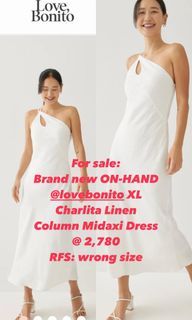 BRAND NEW ON HAND XL (UK14) Love Bonito Charlita Linen Column Midaxi Dress (white)
