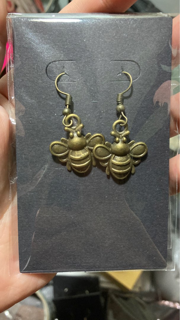 Gold bee drop earrings best sale